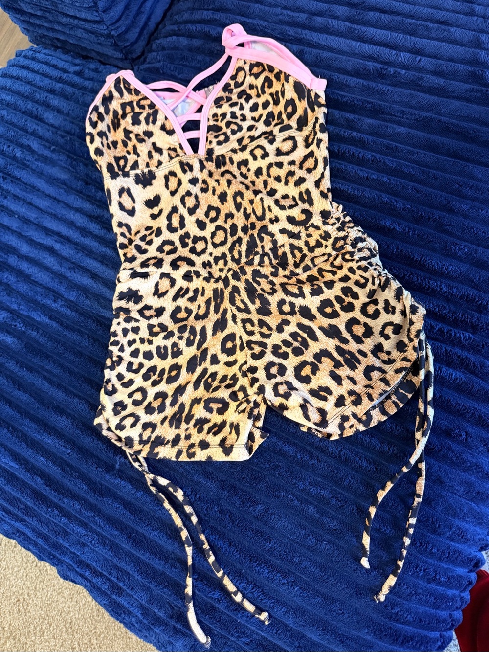 Leopard Print Pink-Trim Women's Romper